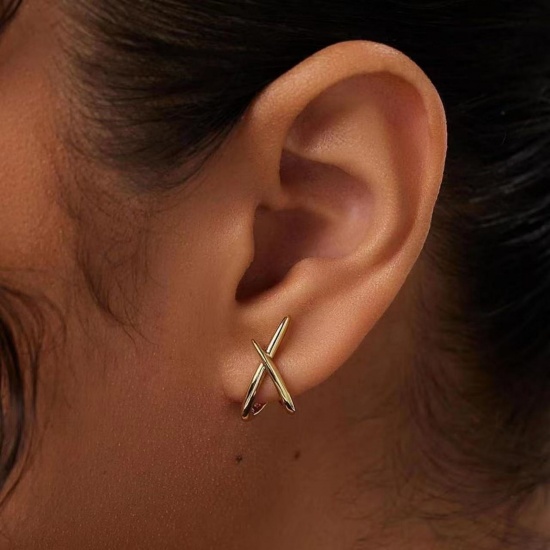 Immagine di Squisito Elegante Orecchini a Perno All'Ingrosso, Multicolore Ottone, Donne Regalo Fornitura di Gioielli, 19.8mm x 9.8mm, 1 Paio
