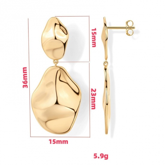 Picture of Wholesale Exquisite Stylish Ear Post Stud Earrings, Multicolor Brass, Women's Gift Jewelry Supply, 3.6cm x 1.5cm