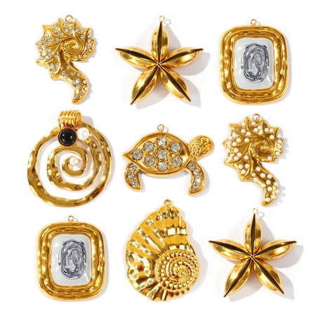 Picture of Eco-friendly PVD Waterproof Anti-Tarnish Hypoallergenic 304 Stainless Steel Charms Wholesale 18K Real Gold Plated