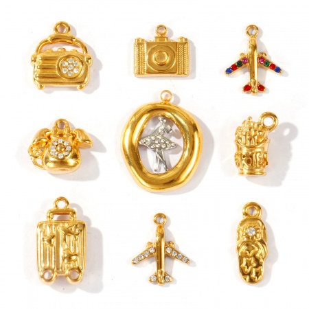 Picture of Eco-friendly PVD Waterproof Anti-Tarnish Hypoallergenic 304 Stainless Steel Charms Wholesale 18K Real Gold Plated