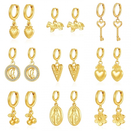 Immagine di Elegante Elegante Orecchini Circolari All'Ingrosso, Multicolore 304 Acciaio Inossidabile, Donne Regalo Fornitura di Gioielli, 1 Paio