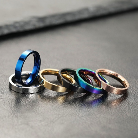 Picture of Wholesale Women's Gift Smooth Blank Unadjustable Rings, Multicolor 304 Stainless Steel, Vacuum Plating Punk Stylish Jewelry Supply, 1 Piece