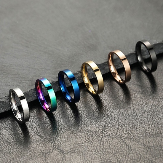 Picture of Wholesale Women's Gift Smooth Blank Unadjustable Rings, Multicolor 304 Stainless Steel, Vacuum Plating Punk Stylish Jewelry Supply, 1 Piece