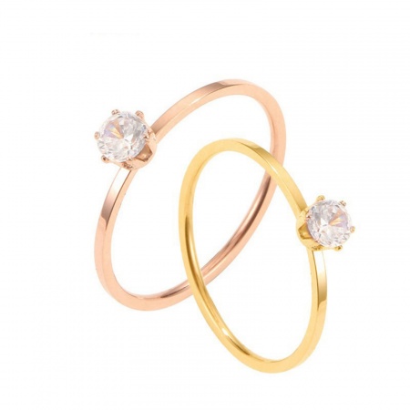 Immagine di Donne Regalo Trasparente Strass Non Regolabile Anello All'Ingrosso, Multicolore 304 Acciaio Inossidabile, Placcatura Sottovuoto Squisito Elegante Fornitura di Gioielli, 1 Pz