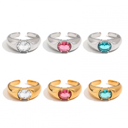 Immagine di Maschile Regalo Multicolore Circonio Cubico Aperto Anello All'Ingrosso, 304 Acciaio Inossidabile, Placcatura Sottovuoto Squisito Elegante Fornitura di Gioielli, 22.5mm (taglia di US: 13.25), 1 Pz
