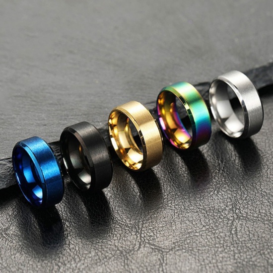 Imagen de Mujeres Regalo Estera No Ajustable Anillos Al Por Mayor, Multicolor 304 Acero Inoxidable, Enchapado al Vacío Exquisito Elegante Suministro de Joyería, 1 Unidad