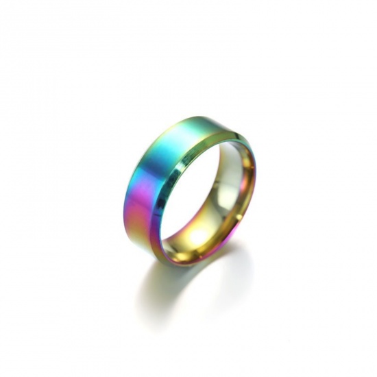Imagen de Mujeres Regalo Estera No Ajustable Anillos Al Por Mayor, Multicolor 304 Acero Inoxidable, Enchapado al Vacío Exquisito Elegante Suministro de Joyería, 1 Unidad