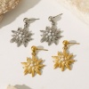 Picture of Wholesale Exquisite Stylish Ear Post Stud Earrings, Flower Multicolor 304 Stainless Steel, Women's Eco-friendly PVD Gift Jewelry Supply, 3.5cm x 2.3cm