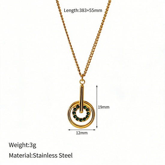 Picture of Wholesale Pendant Charm Necklace, 18K Gold Plated 304 Stainless Steel & Rhinestone Women's Eco-friendly PVD Exquisite Stylish Gift Jewelry For Retailer