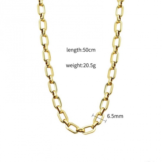 Picture of Wholesale Link Cable Chain Necklace, Multicolor 304 Stainless Steel, Women's Eco-friendly PVD Simple Stylish Gift Jewelry For Retailer, 50cm(19.7") long
