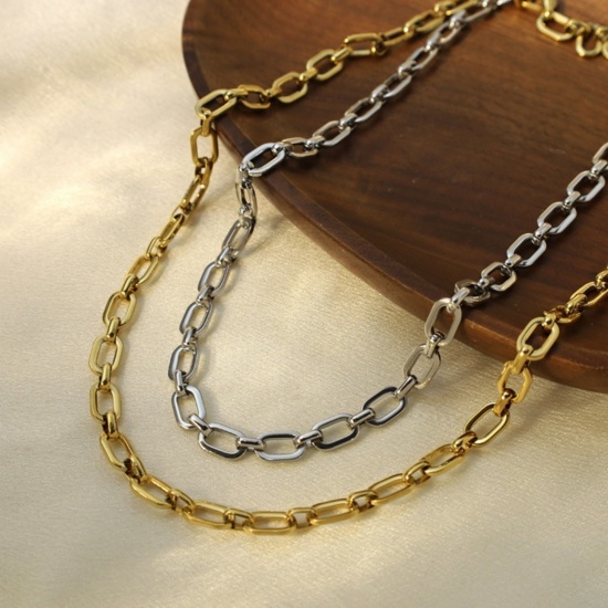 Picture of Wholesale Link Cable Chain Necklace, Multicolor 304 Stainless Steel, Women's Eco-friendly PVD Simple Stylish Gift Jewelry For Retailer, 50cm(19.7") long