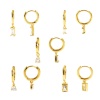 Picture of Wholesale Simple Stylish Huggie Hoop Earrings, Clear Cubic Zirconia 18K Real Gold Plated Brass, Women's Eco-friendly Gift Jewelry Supply, Post/ Wire Size: 0.8mm(20 gauge)