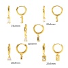 Picture of Wholesale Simple Stylish Huggie Hoop Earrings, Clear Cubic Zirconia 18K Real Gold Plated Brass, Women's Eco-friendly Gift Jewelry Supply, Post/ Wire Size: 0.8mm(20 gauge)