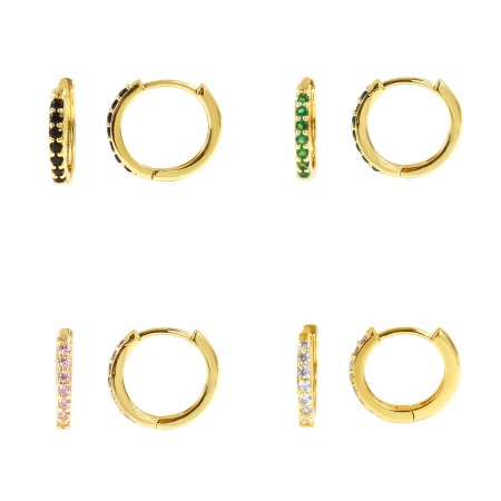 Immagine di Semplice Elegante Orecchini Ad Anello Abbraccio All'Ingrosso, 18K Vero Oro Placcato Ottone, Donne Ecologico Regalo Fornitura di Gioielli, 14mm Dia., Posta/Filo Dimensione: 0.8mm(20 misura), 2 Pz
