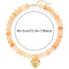 Image de Collier Perlé En Gros Plaqué Or 18K en Acier Inoxydable & Résine, Cœur Multicolore aux Femmes Ethnique Bohême Cadeau Bijoux pour Détaillants 40cm + 5cm long, 1 Pièce