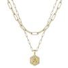 Picture of Wholesale Capital Alphabet Initial Letter Message " A-Z " Layered Stackable Necklace Set, 304 Stainless Steel Paperclip Link Chain, Unisex Eco-friendly PVD Stylish Hip Hop Gift Jewelry For Retailer, 1 Set ( 2 PCs/Set)