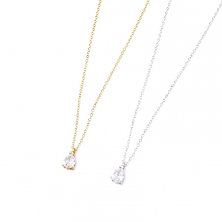 Picture of Wholesale Drop Clear Cubic Zirconia Pendant Charm Necklace, Multicolor Brass Women's Simple Dainty Gift Jewelry For Retailer, 42cm(16.5") + 5cm(2") long