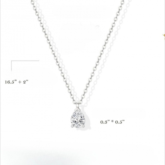 Immagine di Goccia Trasparente Circonio Cubico Collana con Ciondolo All'Ingrosso, Multicolore Ottone Donne Semplice Elegante Regalo Gioielli Per Rivenditore, 42cm + 5cm Lunghezza, 1 Pz