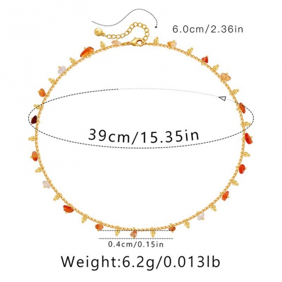 Immagine di Scheggia di Perle Pietra Naturale Collana della Stazione All'Ingrosso, Placcato Oro 18K Ottone Donne Stile Bohemien Stile Etnico Regalo Gioielli Per Rivenditore, 39cm + 6cm Lunghezza, 1 Pz