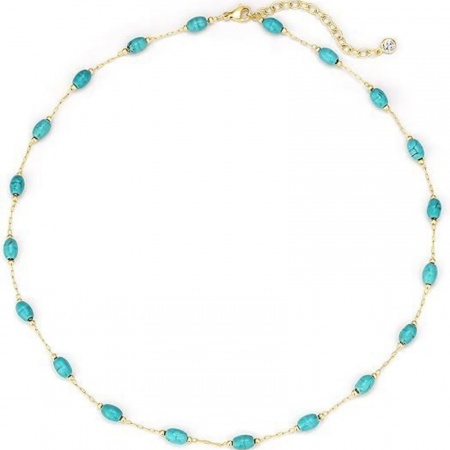 Immagine di Verde Blu Turchese Naturale Collana della Stazione All'Ingrosso, 304 Acciaio Inossidabile Catena di Perline, Donne Stile Bohemien Stile Etnico Regalo Gioielli Per Rivenditore, 45cm + 5cm Lunghezza, 1 Pz
