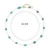 Picture of Wholesale Green Blue Natural Turquoise Station Necklace, 304 Stainless Steel Beaded Chain, Women's Boho Chic Bohemia Ethnic Style Gift Jewelry For Retailer, 45cm(17.7") + 5cm(2") long