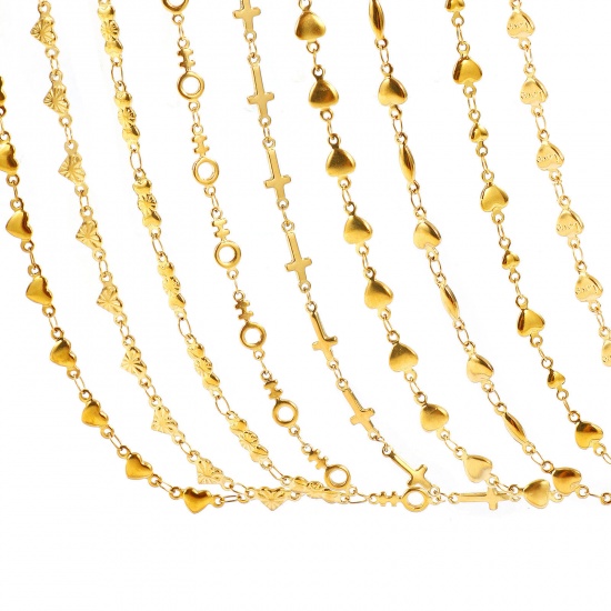 Picture of Wholesale Handmade Link Chain Necklace, 18K Real Gold Plated 304 Stainless Steel, Women's Eco-friendly PVD Waterproof Anti-Tarnish Hypoallergenic Exquisite Stylish Gift Jewelry For Retailer, 40cm(15.7") + 5cm(2") long