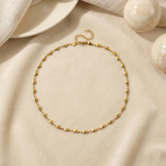 Picture of Wholesale Handmade Link Chain Necklace, 18K Real Gold Plated 304 Stainless Steel, Women's Eco-friendly PVD Waterproof Anti-Tarnish Hypoallergenic Exquisite Stylish Gift Jewelry For Retailer, 40cm(15.7") + 5cm(2") long
