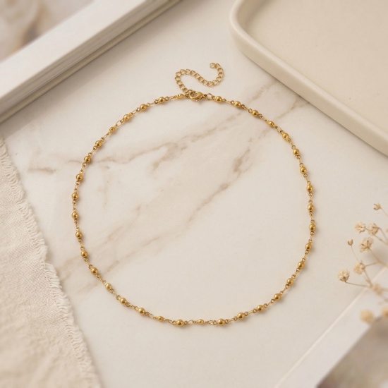 Picture of Wholesale Geometric Handmade Link Chain Necklace, 18K Real Gold Plated 304 Stainless Steel, Women's Eco-friendly PVD Waterproof Anti-Tarnish Hypoallergenic Exquisite Stylish Gift Jewelry For Retailer, 40cm(15.7") + 5cm(2") long