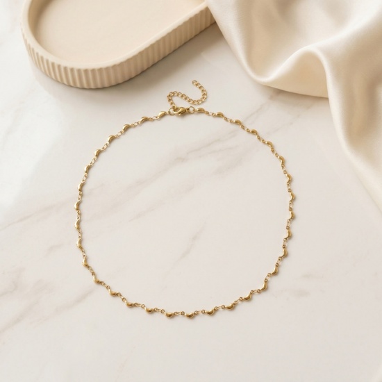 Picture of Wholesale Leaf Pentagram Star Handmade Link Chain Necklace, 18K Real Gold Plated 304 Stainless Steel, Women's Eco-friendly PVD Waterproof Anti-Tarnish Hypoallergenic Exquisite Stylish Gift Jewelry For Retailer, 40cm(15.7") + 5cm(2") long