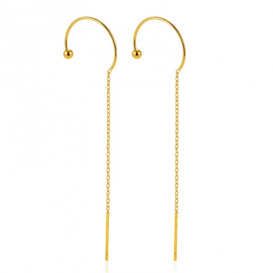 Picture of Wholesale Exquisite Stylish Ear Thread Threader Earrings, 18K Gold Plated 304 Stainless Steel, Women's Eco-friendly Gift Jewelry Supply