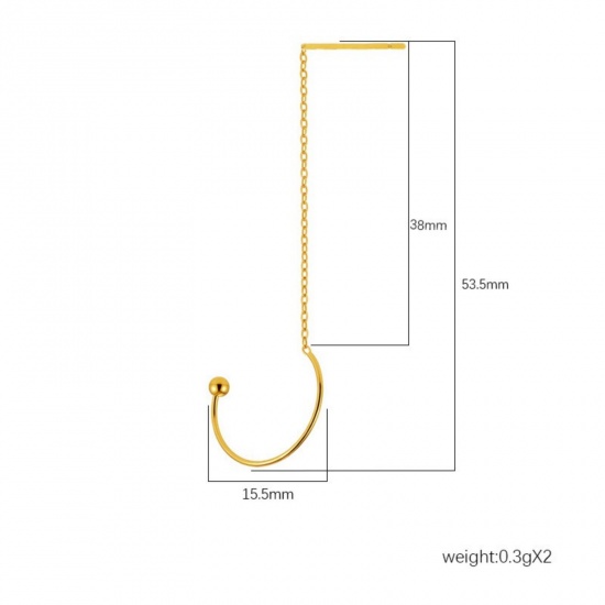 Picture of Wholesale Exquisite Stylish Ear Thread Threader Earrings, 18K Gold Plated 304 Stainless Steel, Women's Eco-friendly Gift Jewelry Supply