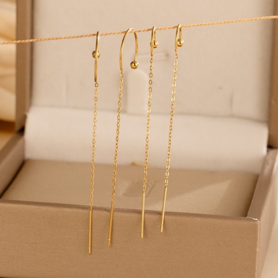 Picture of Wholesale Exquisite Stylish Ear Thread Threader Earrings, 18K Gold Plated 304 Stainless Steel, Women's Eco-friendly Gift Jewelry Supply
