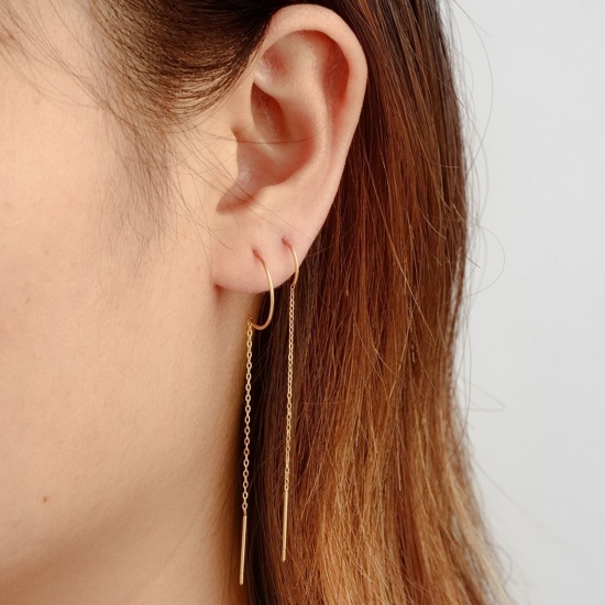 Picture of Wholesale Exquisite Stylish Ear Thread Threader Earrings, 18K Gold Plated 304 Stainless Steel, Women's Eco-friendly Gift Jewelry Supply
