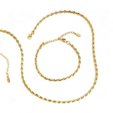Immagine di Collana & Bracciale All'Ingrosso, Catena a Intrecciante Placcato Oro 18K 304 Acciaio Inossidabile, Donne Ecologico Squisito Elegante Regalo Gioielli Per Rivenditore, 1 Pz