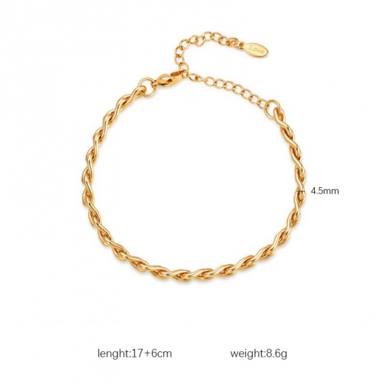 Immagine di Collana & Bracciale All'Ingrosso, Catena a Intrecciante Placcato Oro 18K 304 Acciaio Inossidabile, Donne Ecologico Squisito Elegante Regalo Gioielli Per Rivenditore, 1 Pz
