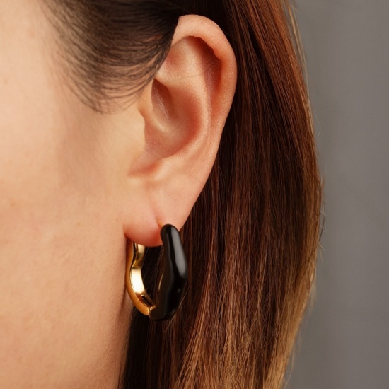 Immagine di Elegante Retrò Orecchini Circolari All'Ingrosso, Irregolare Multicolore Smalto Placcato Oro 18K 304 Acciaio Inossidabile, Donne Ecologico Regalo Fornitura di Gioielli, 25.5mm x 21mm, 1 Paio