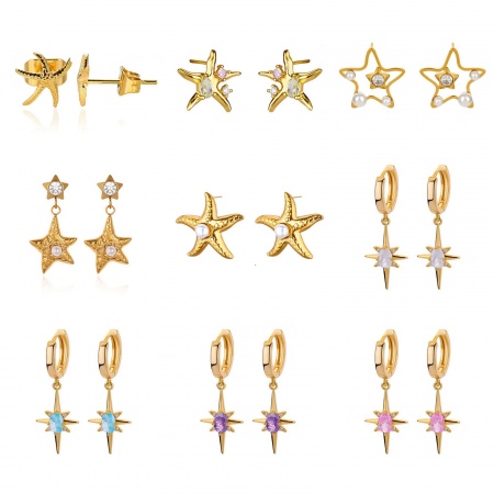 Immagine di Squisito Elegante Orecchino All'Ingrosso, Placcato Oro 18K 304 Acciaio Inossidabile, Donne Placcatura Sottovuoto Regalo Fornitura di Gioielli, 1 Paio