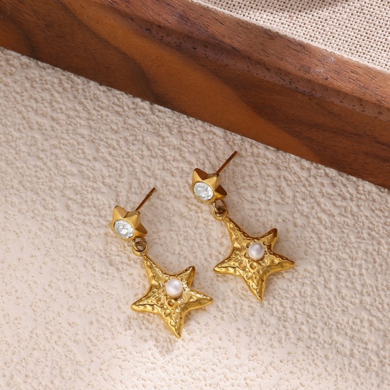 Immagine di Squisito Elegante Orecchino All'Ingrosso, Placcato Oro 18K 304 Acciaio Inossidabile, Donne Placcatura Sottovuoto Regalo Fornitura di Gioielli, 1 Paio