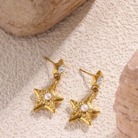 Immagine di Squisito Elegante Orecchino All'Ingrosso, Placcato Oro 18K 304 Acciaio Inossidabile, Donne Placcatura Sottovuoto Regalo Fornitura di Gioielli, 1 Paio