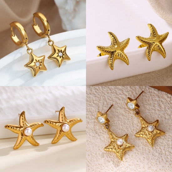 Immagine di Squisito Elegante Orecchino All'Ingrosso, Placcato Oro 18K 304 Acciaio Inossidabile, Donne Placcatura Sottovuoto Regalo Fornitura di Gioielli, 1 Paio