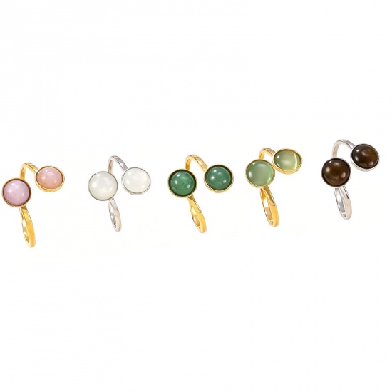 Immagine di Donne Regalo Aperto Regolabile Anello All'Ingrosso, Multicolore 304 Acciaio Inossidabile & Gemma, Ecologico Squisito Retrò Fornitura di Gioielli, 1 Pz