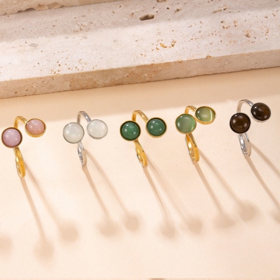 Immagine di Donne Regalo Aperto Regolabile Anello All'Ingrosso, Multicolore 304 Acciaio Inossidabile & Gemma, Ecologico Squisito Retrò Fornitura di Gioielli, 1 Pz