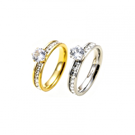 Immagine di Donne Regalo Trasparente Strass Non Regolabile Anello All'Ingrosso, Multicolore 304 Acciaio Inossidabile, Ecologico Squisito Elegante Fornitura di Gioielli, 1 Pz