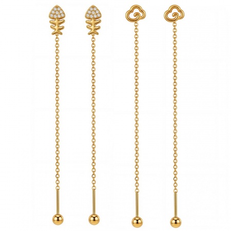 Immagine di Squisito Elegante Orecchini a Catena All'Ingrosso, Placcato Oro 24K 304 Acciaio Inossidabile, Donne Ecologico Regalo Fornitura di Gioielli, 1 Paio