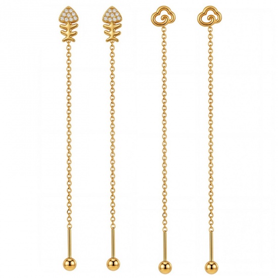 Picture of Wholesale Exquisite Stylish Ear Thread Threader Earrings, 24K Gold Plated 304 Stainless Steel, Women's Eco-friendly Gift Jewelry Supply