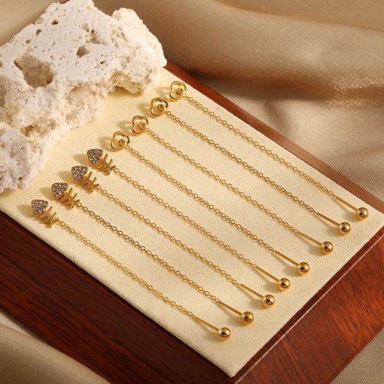Picture of Wholesale Exquisite Stylish Ear Thread Threader Earrings, 24K Gold Plated 304 Stainless Steel, Women's Eco-friendly Gift Jewelry Supply