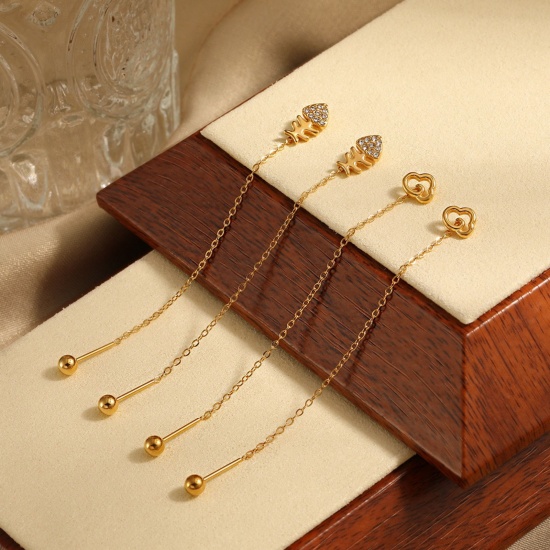Picture of Wholesale Exquisite Stylish Ear Thread Threader Earrings, 24K Gold Plated 304 Stainless Steel, Women's Eco-friendly Gift Jewelry Supply