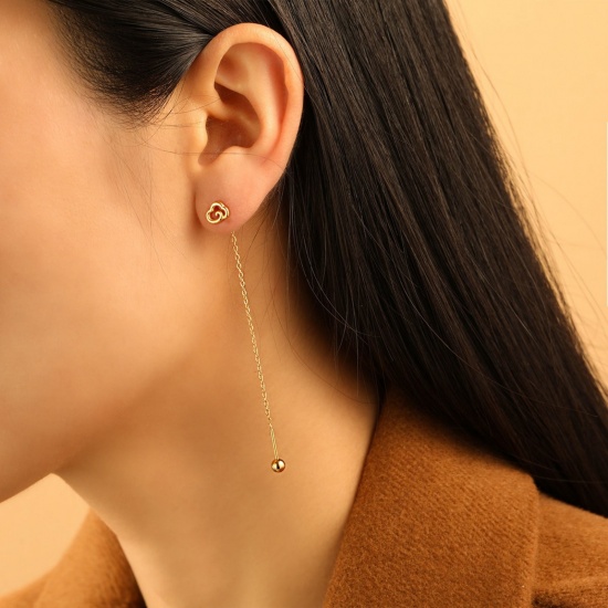 Picture of Wholesale Exquisite Stylish Ear Thread Threader Earrings, 24K Gold Plated 304 Stainless Steel, Women's Eco-friendly Gift Jewelry Supply