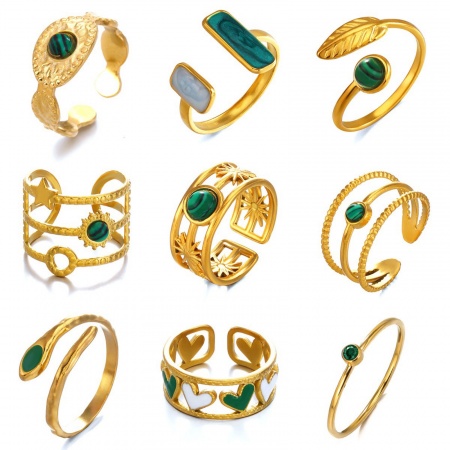 Immagine di Donne Regalo Anello All'Ingrosso, Placcato Oro 18K 304 Acciaio Inossidabile & Gemma, PVD Ecologica Stile Ins Elegante Fornitura di Gioielli, 18mm (taglia di US: 7.75), 1 Pz