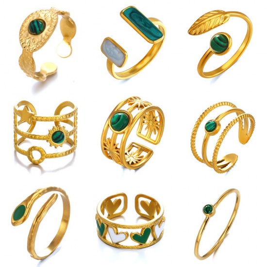 Immagine di Donne Regalo Anello All'Ingrosso, Placcato Oro 18K 304 Acciaio Inossidabile & Gemma, PVD Ecologica Stile Ins Elegante Fornitura di Gioielli, 18mm (taglia di US: 7.75), 1 Pz